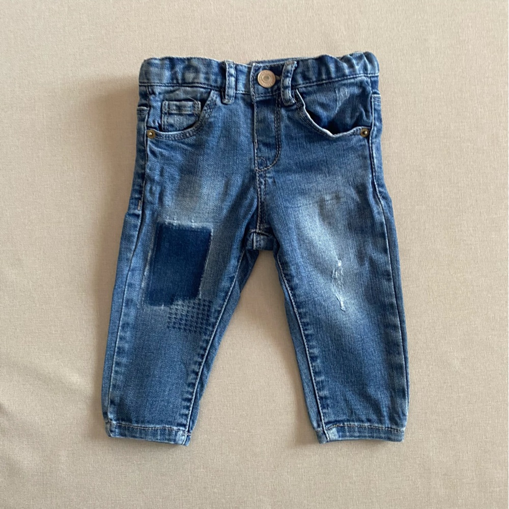 Zara Baby Girl Distressed Patch Play Denim Jeans size 3-6 Months